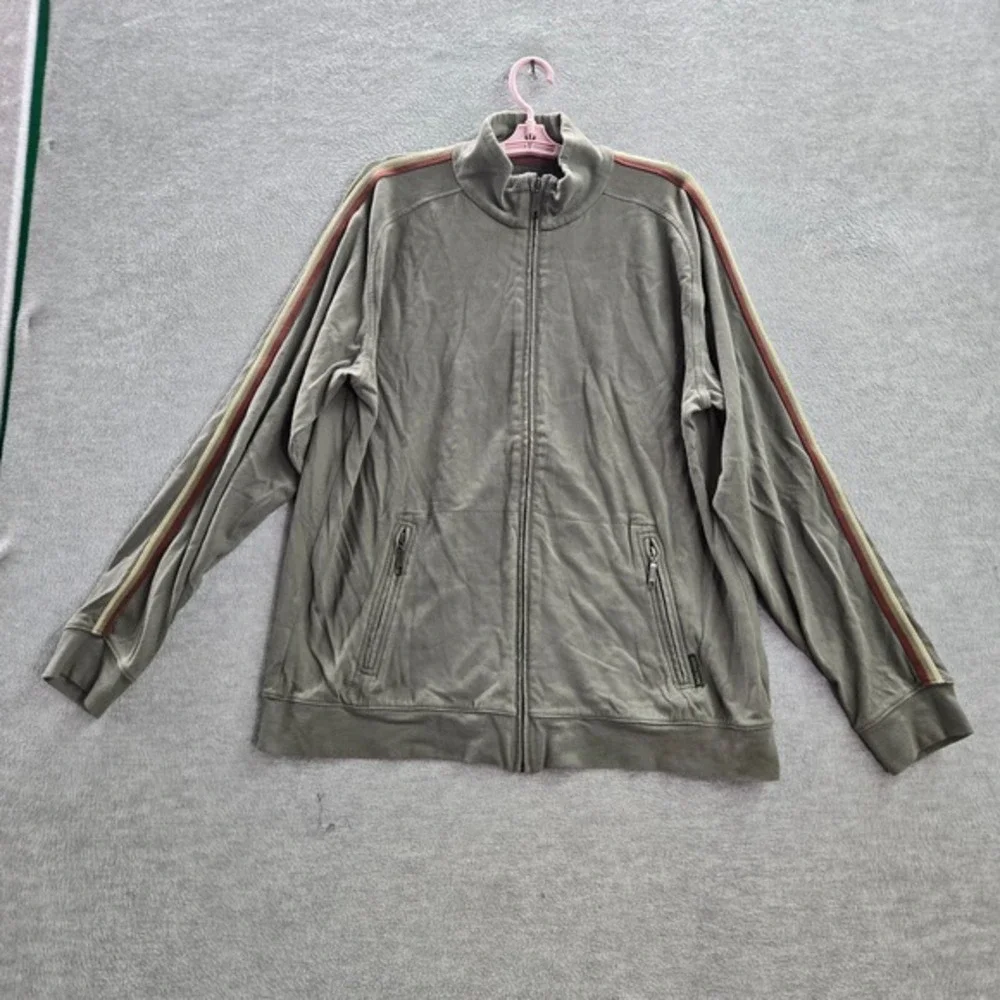 Indigo Palms Men Track Jacket‎ XL Green Full Zip Mock Neck Pockets Long Sleeve